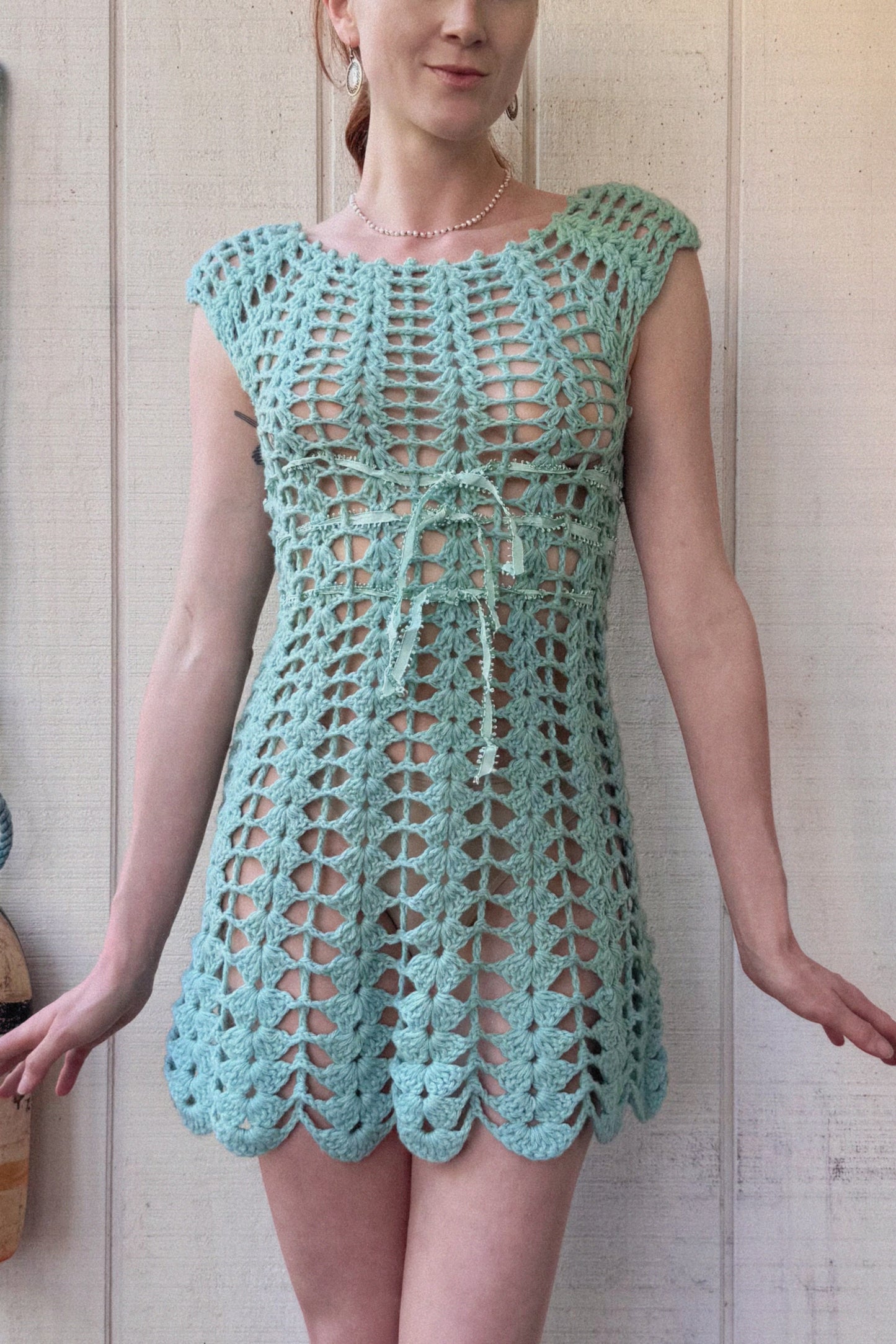 The Marina 1960s Crochet Mini Dress