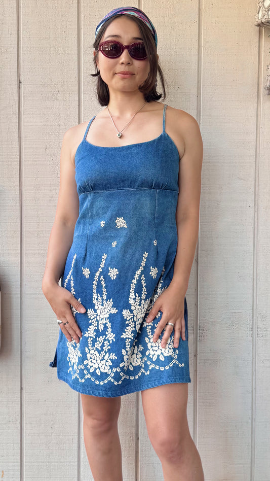 The Odette 1990s Denim Mini Dress